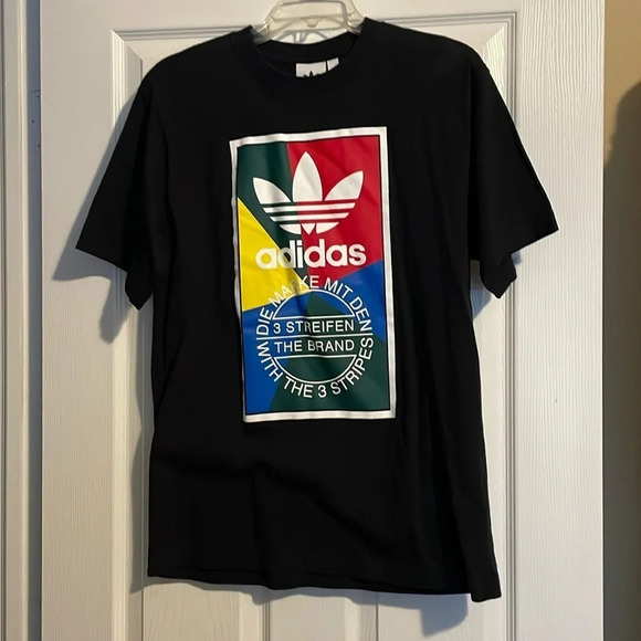 Adidas men’s black short sleeve graphic print t-shirt size medium - Picture 1 of 7
